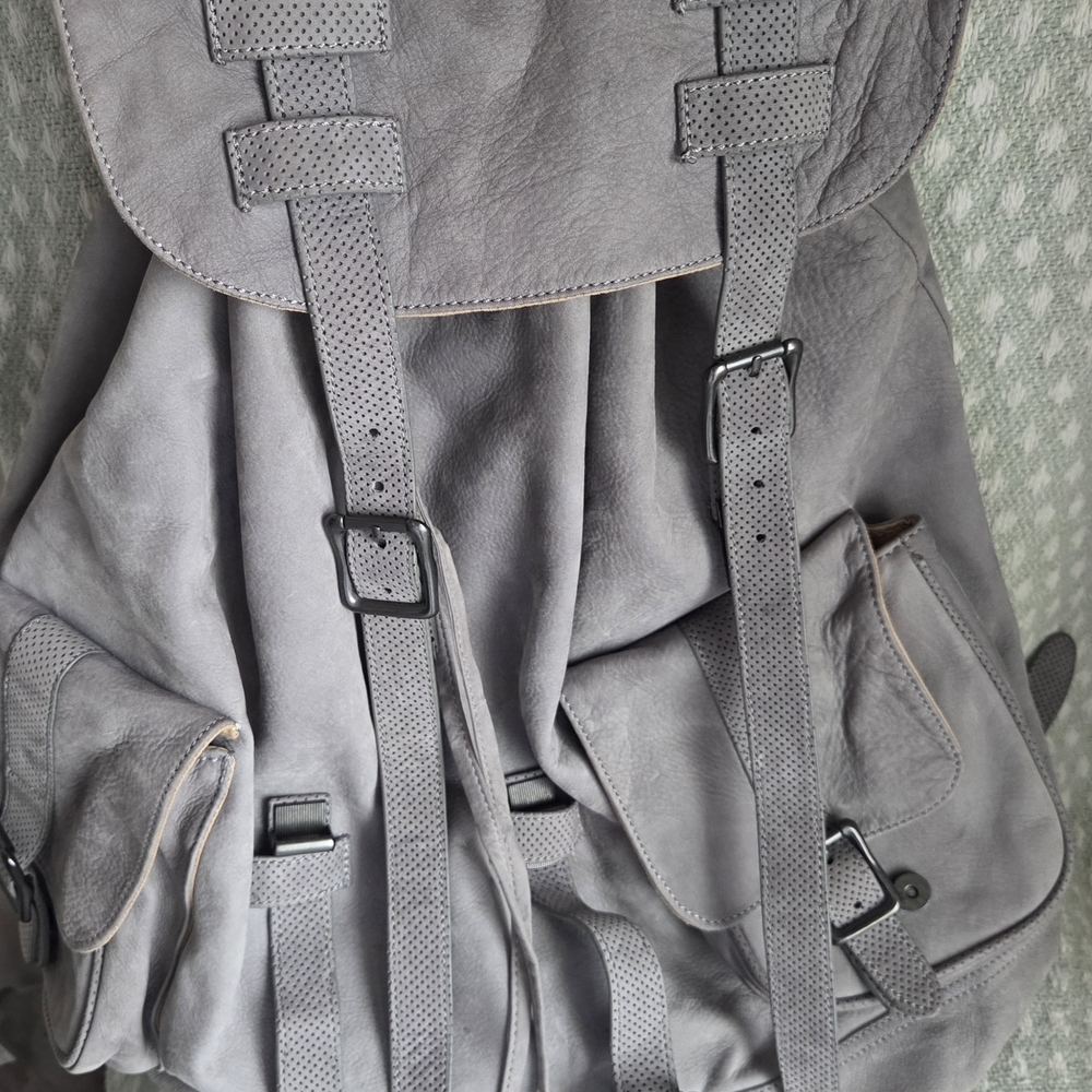 Elegant Charcoal Leather Backpack